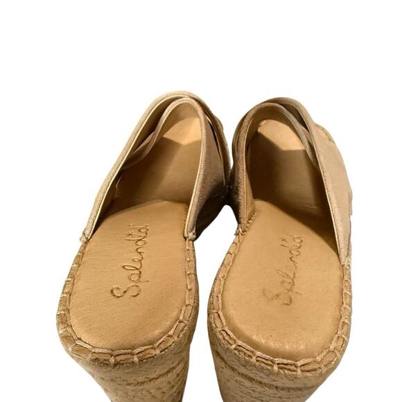 Splendid Britt Espadrille Wedge Sandals Womens 7.5 Leather Suede Beige Comfort - Picture 11 of 11